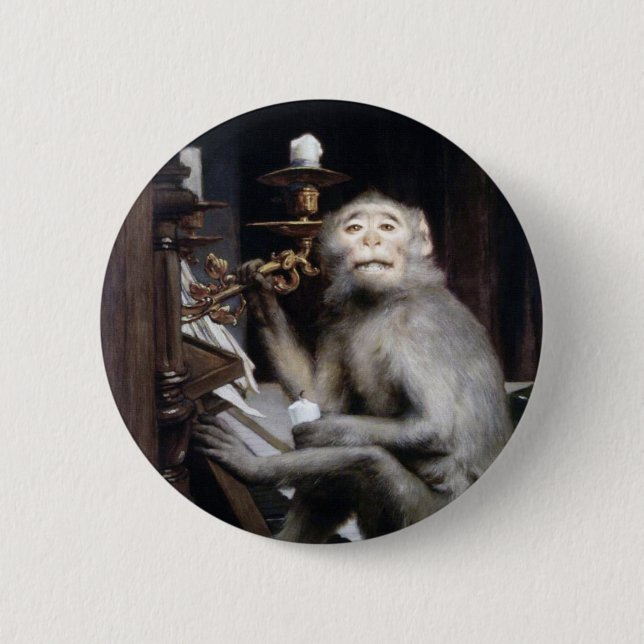 Smiling Monkey Pinback Button (Front)