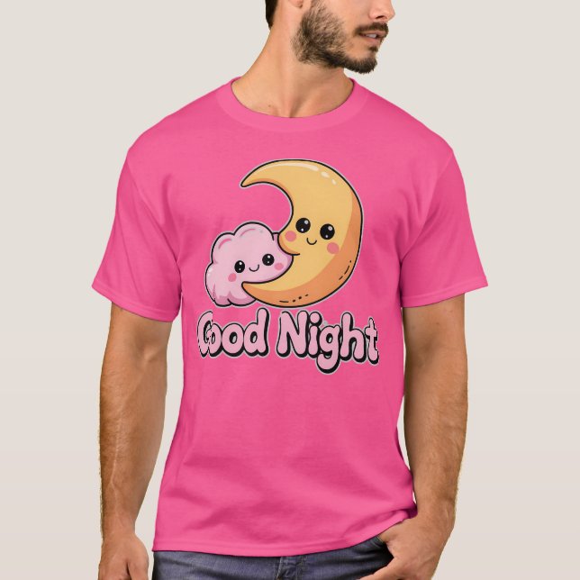 Smiling Moon And Cloud Saying Good Night T-Shirt (Front)
