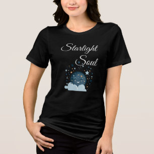 smiling moon with stars joyful dreamy night women  Tri-Blend shirt