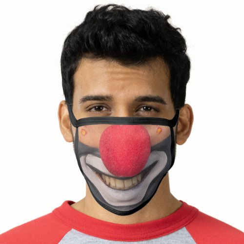 Smiling Mouth Clown Nose Funny Clown Face Mask