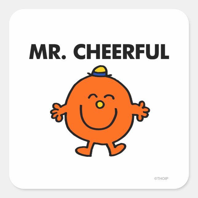 Smiling Mr. Cheerful Square Sticker (Front)