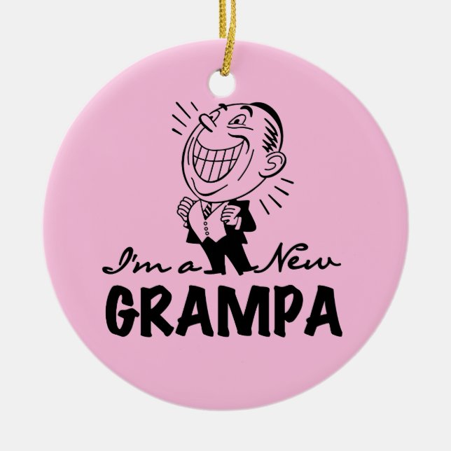 Smiling New Grampa T-shirts and Gifts Ceramic Ornament (Front)