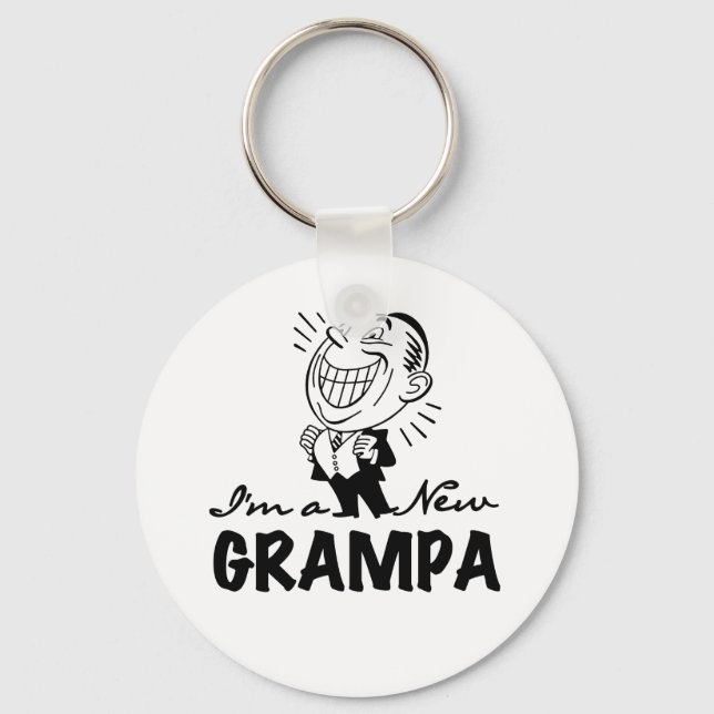 Smiling New Grampa T-shirts and Gifts Keychain (Front)