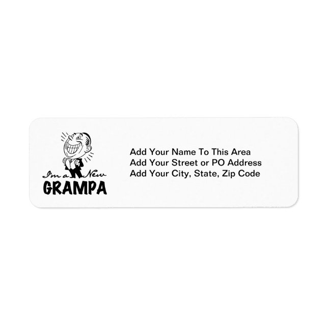 Smiling New Grampa T-shirts and Gifts Label (Front)