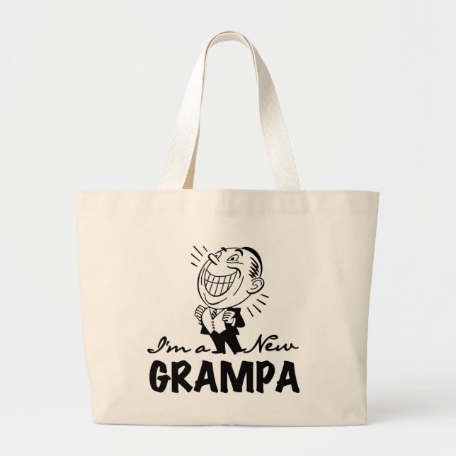 Smiling New Grampa T-shirts and Gifts Large Tote Bag (Front)