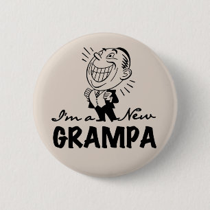 Smiling New Grampa T-shirts and Gifts Pinback Button
