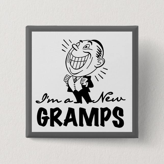 Smiling New Gramps T-shirts and Gifts Button (Front)