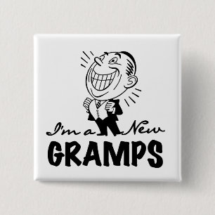 Smiling New Gramps T-shirts and Gifts Pinback Button