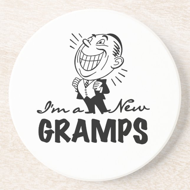 Smiling New Gramps T-shirts and Gifts Sandstone Coaster (Front)