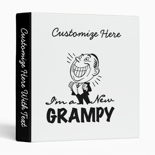 Smiling New Grampy T-shirts and Gifts 3 Ring Binder (Front/Spine)