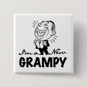Smiling New Grampy T-shirts and Gifts Button
