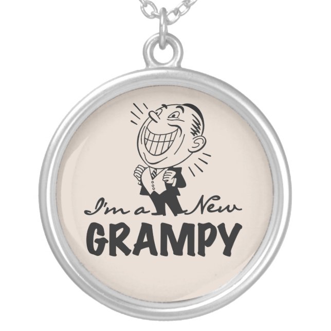 Smiling New Grampy T-shirts and Gifts Silver Plated Necklace (Front)