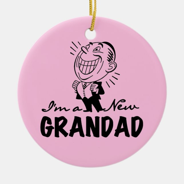Smiling New Grandad T-shirts and Gifts Ceramic Ornament (Front)