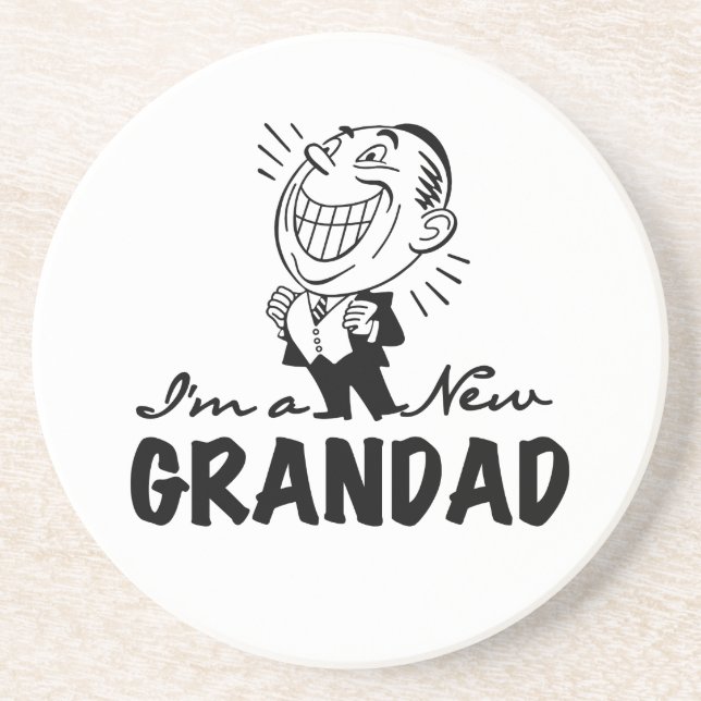 Smiling New Grandad T-shirts and Gifts Drink Coaster (Front)