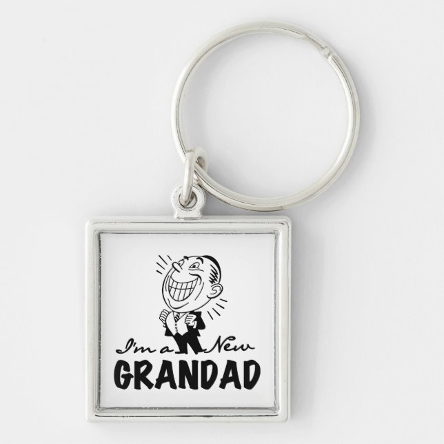 Smiling New Grandad T-shirts and Gifts Keychain (Front)