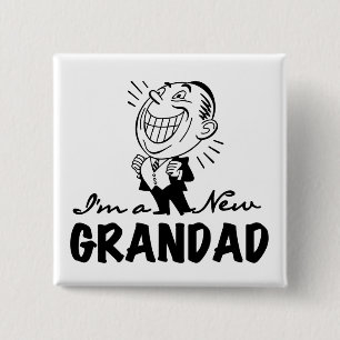 Smiling New Grandad T-shirts and Gifts Pinback Button