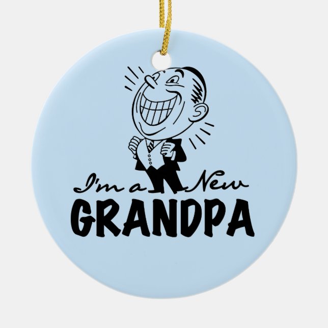 Smiling New Grandpa T-shirts and Gifts Ceramic Ornament (Front)