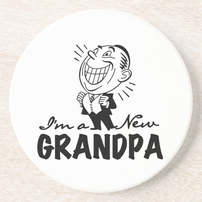Smiling New Grandpa T-shirts and Gifts Drink Coaster (Front)