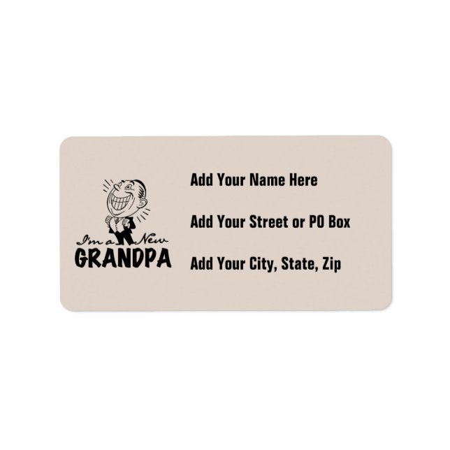 Smiling New Grandpa T-shirts and Gifts Label (Front)