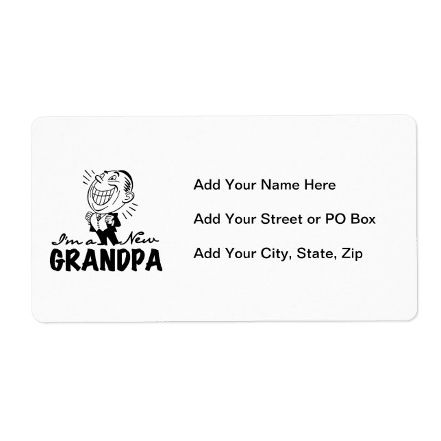 Smiling New Grandpa T-shirts and Gifts Label (Front)