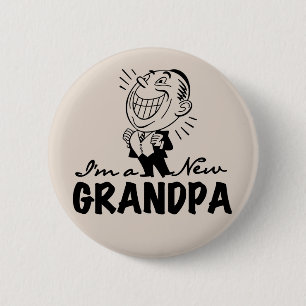 Smiling New Grandpa T-shirts and Gifts Pinback Button