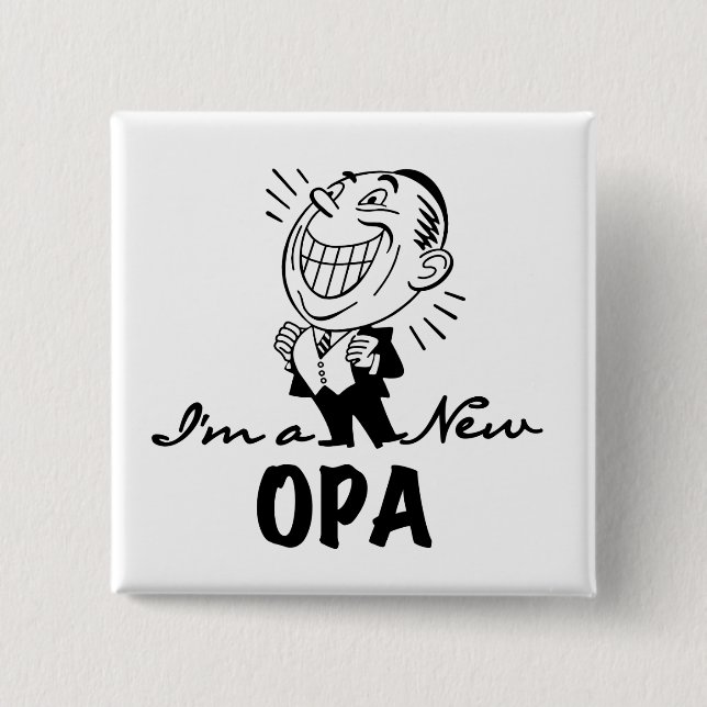 Smiling New Opa T-shirts and Gifts Button (Front)