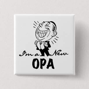 Smiling New Opa T-shirts and Gifts Button