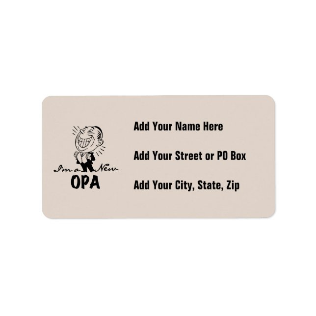 Smiling New Opa T-shirts and Gifts Label (Front)