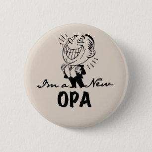 Smiling New Opa T-shirts and Gifts Pinback Button