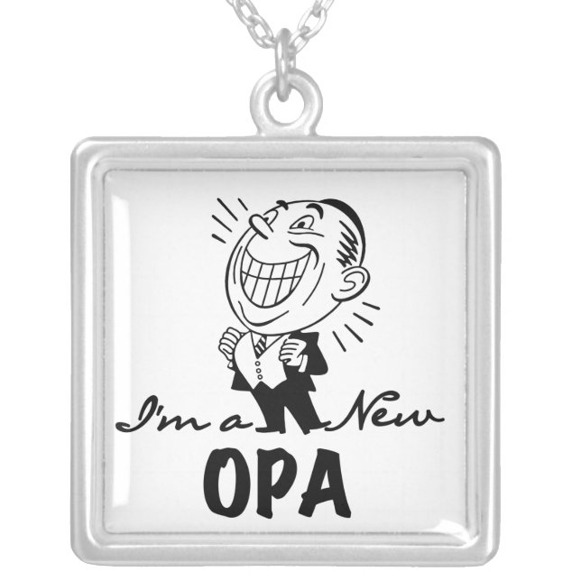 Smiling New Opa T-shirts and Gifts Silver Plated Necklace (Front)