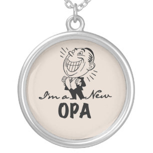 Smiling New Opa T-shirts and Gifts Silver Plated Necklace