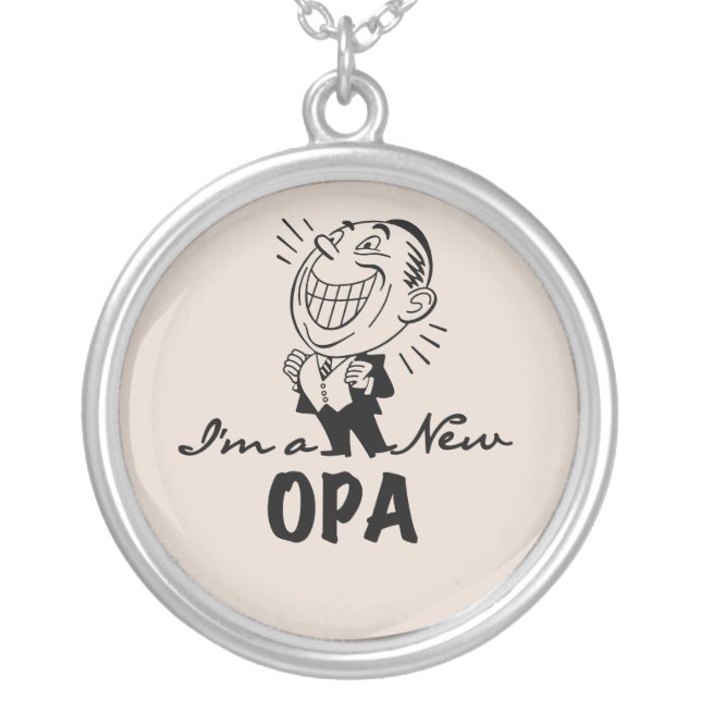 Smiling New Opa T-shirts and Gifts Silver Plated Necklace (Front)