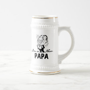 Smiling New Papa T-shirts and Gifts Beer Stein