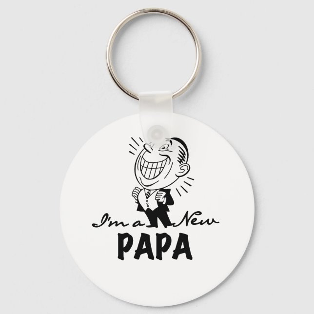 Smiling New Papa T-shirts and Gifts Keychain (Front)