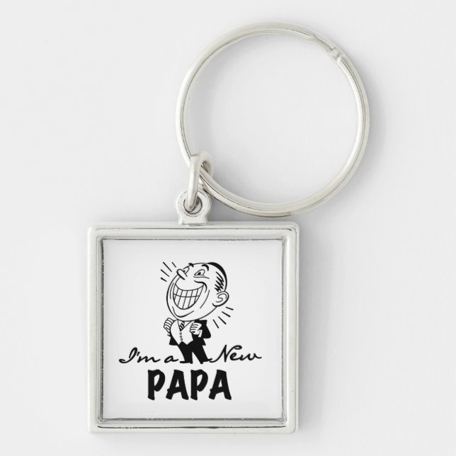 Smiling New Papa T-shirts and Gifts Keychain (Front)