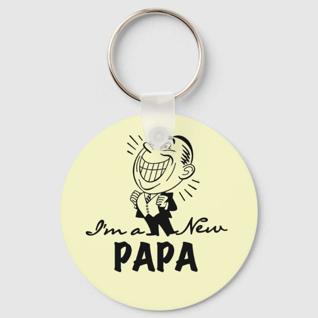 Smiling New Papa T-shirts and Gifts Keychain (Front)