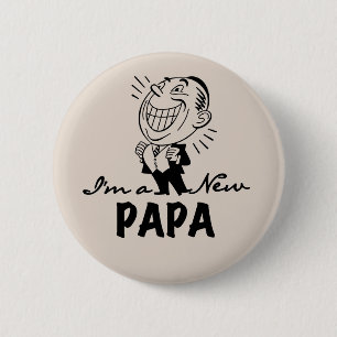 Smiling New Papa T-shirts and Gifts Pinback Button