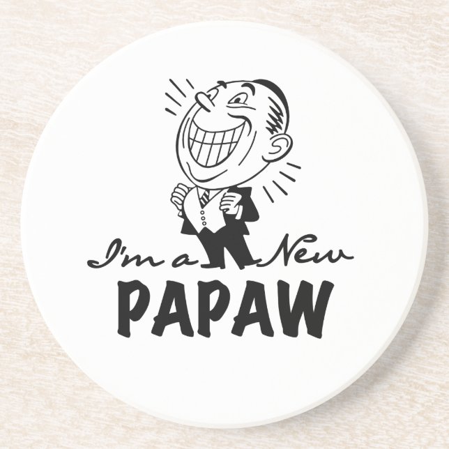 Smiling New Papaw Tshirts and Gifts Sandstone Coaster (Front)