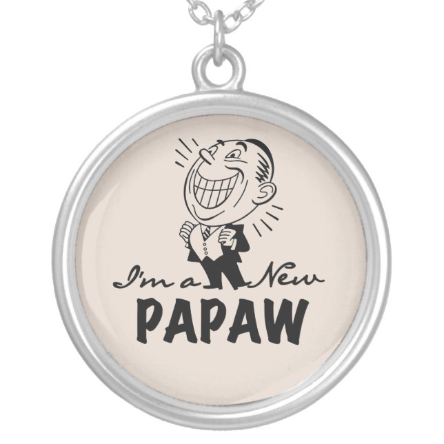 Smiling New Papaw Tshirts and Gifts Silver Plated Necklace (Front)