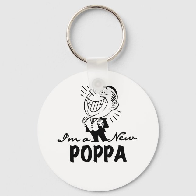 Smiling New Poppa T-shirts and Gifts Keychain (Front)