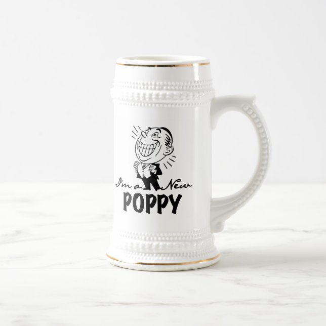 Smiling New Poppy T-shirts and Gifts Beer Stein (Right)