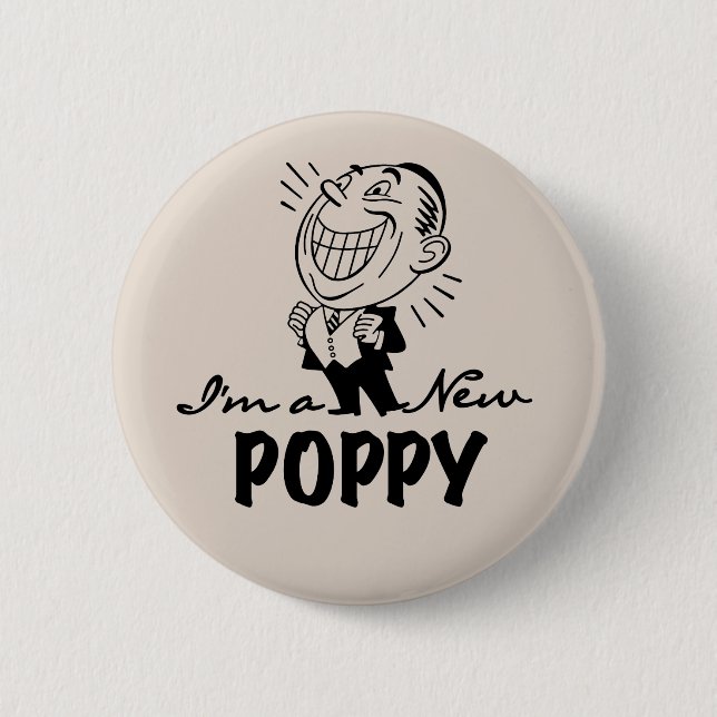 Smiling New Poppy T-shirts and Gifts Button (Front)