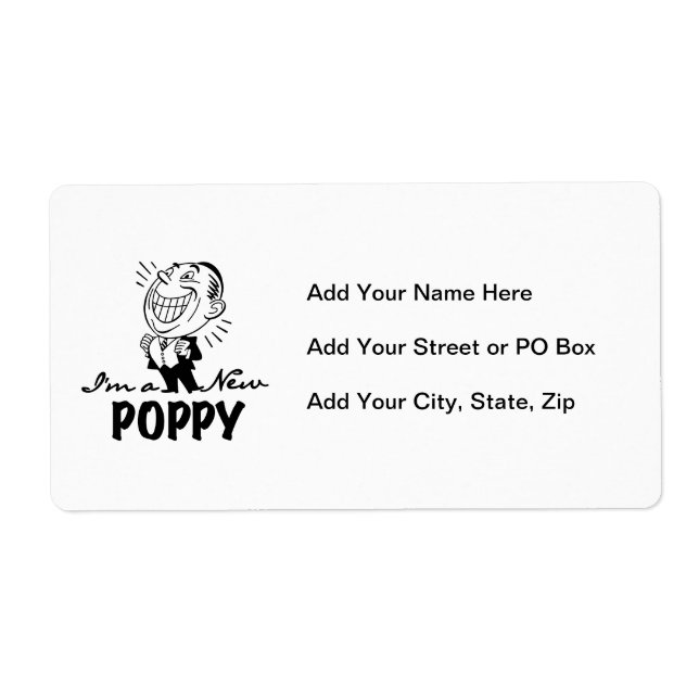 Smiling New Poppy T-shirts and Gifts Label (Front)