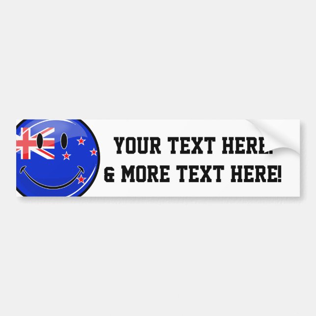 Smiling New Zealand Flag Bumper Sticker (Front)