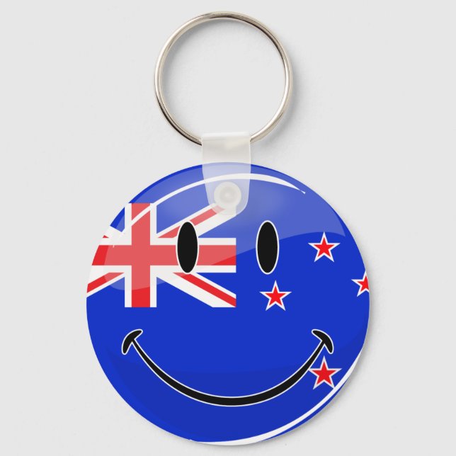 Smiling New Zealand Flag Keychain (Front)