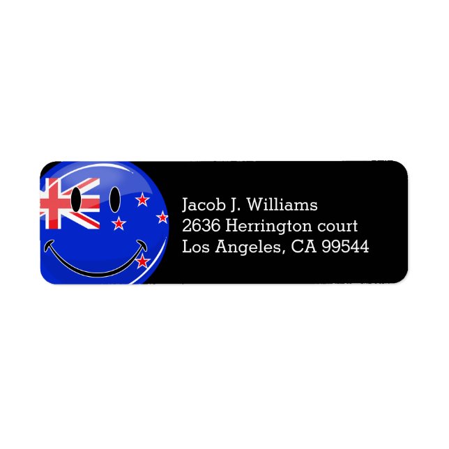 Smiling New Zealand Flag Label (Front)