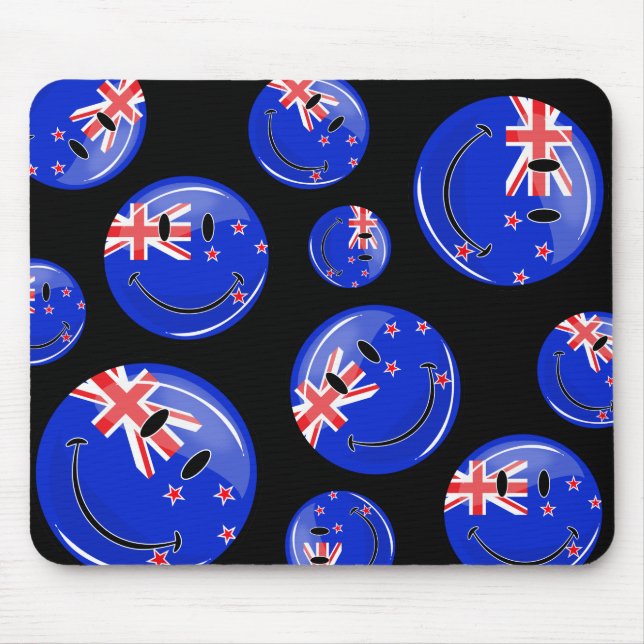 Smiling New Zealand Flag Mouse Pad (Front)
