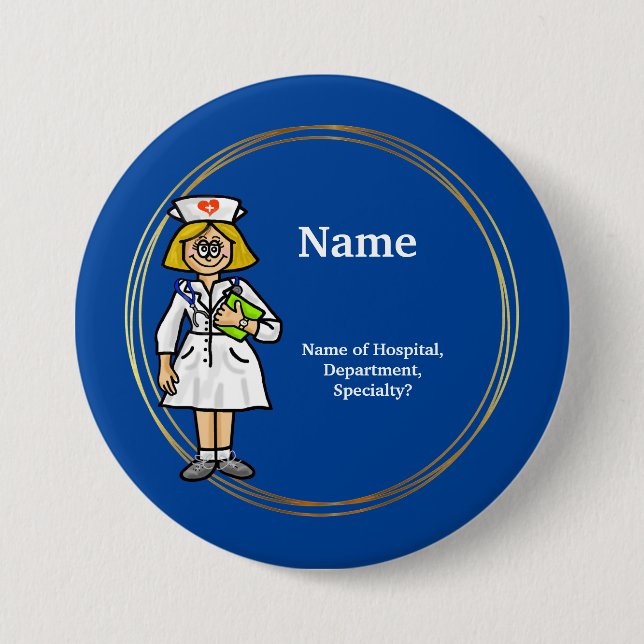 Smiling Nurse Button to Customize (Front)