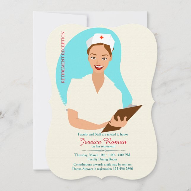Smiling Nurse Retirement Invitation (Front)