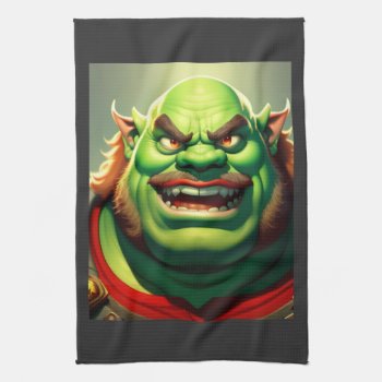 Smiling Ogre Tea Towel by Theraven14 at Zazzle